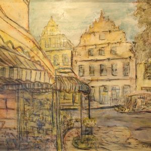 "Alter Markt 2" - Mixed media on wood, 59 x 80, 2021