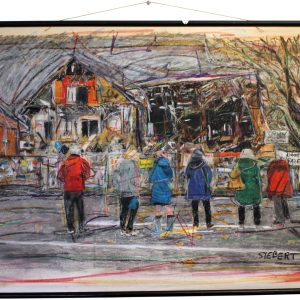 "Hammer Mühle" - Oil pastel and graphite on old school map, 100x140 cm, 2021