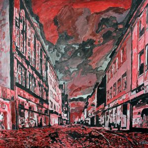 "Lockdown in der Altstadt" - Acrylic on canvas, 105x125 cm, 2021