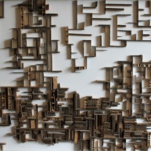 "Pappen" - Collage - cardboard on wood, 60 x 120 cm, 2019