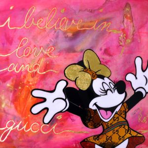 "i believe in love and Gucci" - Mixed Media auf Leinwand, 50x50 cm,  2022