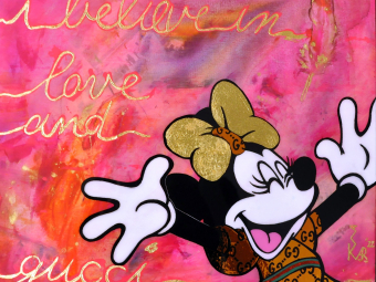 "i believe in love and Gucci" - Mixed Media auf Leinwand, 50x50 cm,  2022