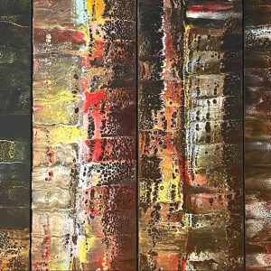 "Ready or Not" - Acryl / Mixed Media auf Blattmetall, 4x80x30 cm, 2022