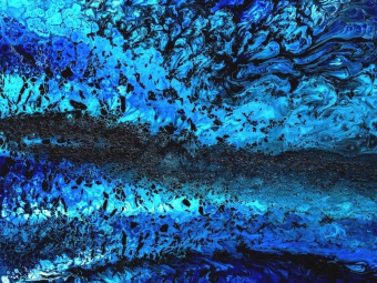 "Still water runs deep" - Acryl / Mixed Media auf Blattmetall, 100x140 cm, 2019