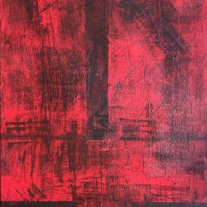 "Red as love" - Acryl auf Leinwand, Spachtel, Pinsel, Strukturen durch Farbanstriche, Kratzen 100x60 cm, 2020