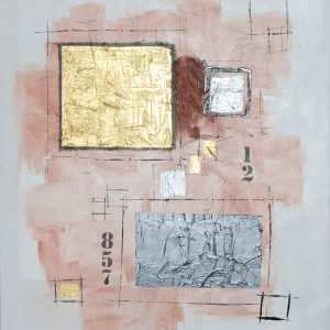 "Symbolic" - Acryl auf Leinwand, Pinsel, Malmesser, Blattgold, Strukturen, 80x70 cm, 2019