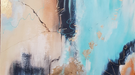 "Ohne Titel" - 80 x 100 cm,  Acryl, Blattmetall auf Leinwand, 2023