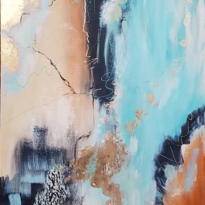 "Ohne Titel" - 80 x 100 cm,  Acryl, Metal leaf on canvas, 2023