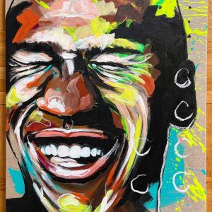 "Smile 2.0“ - Mixed Media (Acryl, Oil chalk and screenprint collages on canvas, 100x80cm, 2021