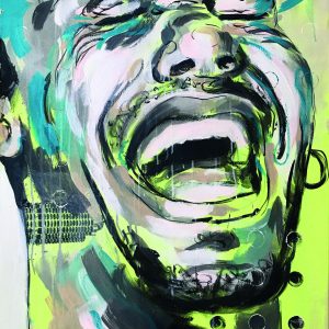 "Was soll´s 1.1“ - Mixed Media (Acryl, Oil chalk and screenprint collages on canvas, 140x75cm, 2020