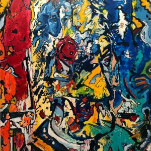 "Head Explosion" - Mixed Media auf Leinwand, 120x100 cm, 2023