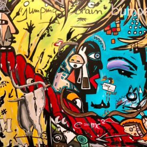"Jumping Brain Bumper" - Mixed Media auf Leinwand, 80x60 cm, 2018