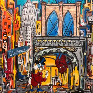 "No Cab" - Mixed Media auf Leinwand, 100x90 cm, 2023