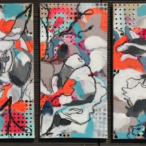 "Magnolias" - Mixed Media (Acryl, Oil chalk and screenprint collages on canvas), 3x60x30 cm, 2021