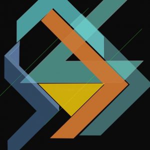 "Triangle jaune 4" - Digital art with iPad, printed on canvas by inkjet 9 colors, finish vernis, mounted on 
wooden slats, protective bar, 85x80cm, 2021