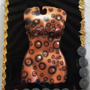 "Leopard Gold" - Acryl, Aluminium, Drahtmop und Münzen, 89x71x8 cm - 8.000 €