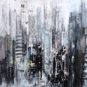 "Gesichter einer Großstadt IV" - 80x100cm, Acryl/Tusche auf Leinwand, 2017