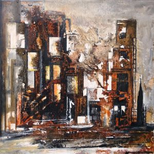"Gesichter einer Großstadt  X " - 50 x 50cm, Acryl/Mixed-Media auf Leinwand, 2019