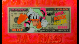 "Cash Change the Rules" - Mixed media on wood. 110x165 cm, 2021