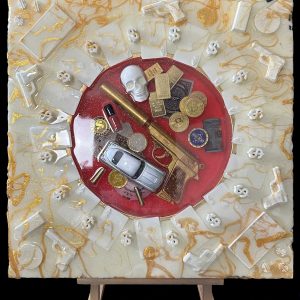 "Casino Royale" - Mixed-Media auf Holz, 55x55 cm, 2021