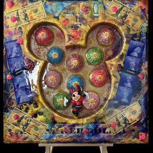 "Chupa Mouse" - Mixed-Media auf Holz, 55x55 cm, 2021