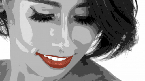 "Florabella lèvres rouges - Florabella redlip" - digital art with iPad, printed on canvas by inkjet 9 colors, finish vernis, mounted on wooden slats, protective bar, 80x78 cm, 2020