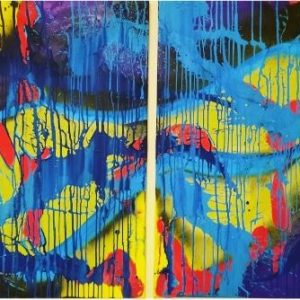 "Abtauchen" - Acryl auf Leinwand, Dyptichon, 2x100x80 cm, 2023